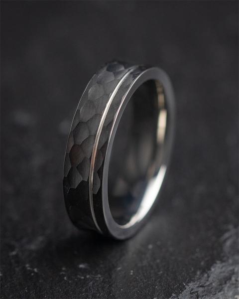 6 mm facettierter Volltitanring - Alter Silver